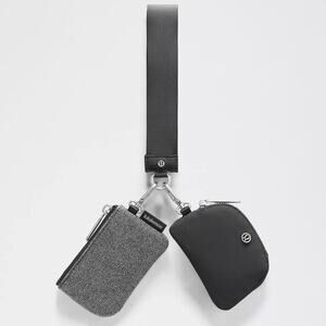 Lululemon Glitter Dual Pouch Wristlet Gray Silver Metallic NEW